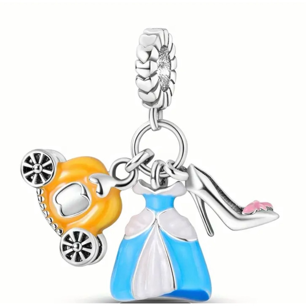 CINDERELLA STERLING OVERLAY-BRACELET CHARM, NEW